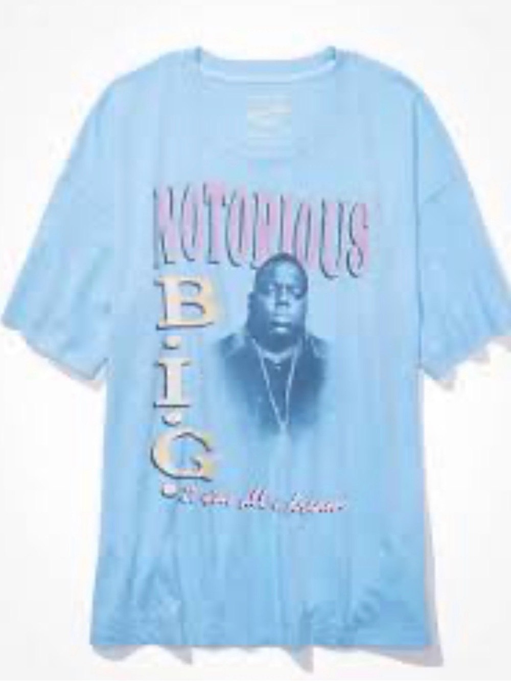 American Eagle Notorious B.I.G. Graphic Tee - Light Blue. Size XS/S